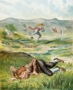 Illusztráció Rudolf Erich Raspe (1736-94) "Münchausen báró kalandjai" című művéből, amely 1886 körül jelent meg